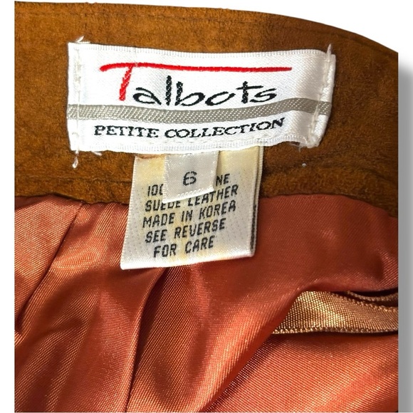 Talbots Rich Brown Suede Knee Length High Waisted Classic Back Slit Pencil Skirt - Picture 8 of 10